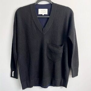 Marie Marot X Eric Bompard Size S • Black 100% Cashmere Sweater V-neck.